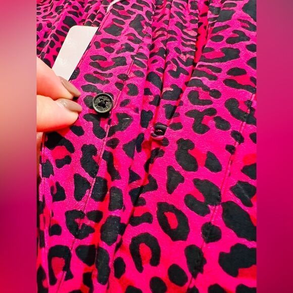ZADIG & VOLTAIRE Reveal Leopard Print 3/4 Sleeve Mini Dress Fuchsia - Picture 7 of 9